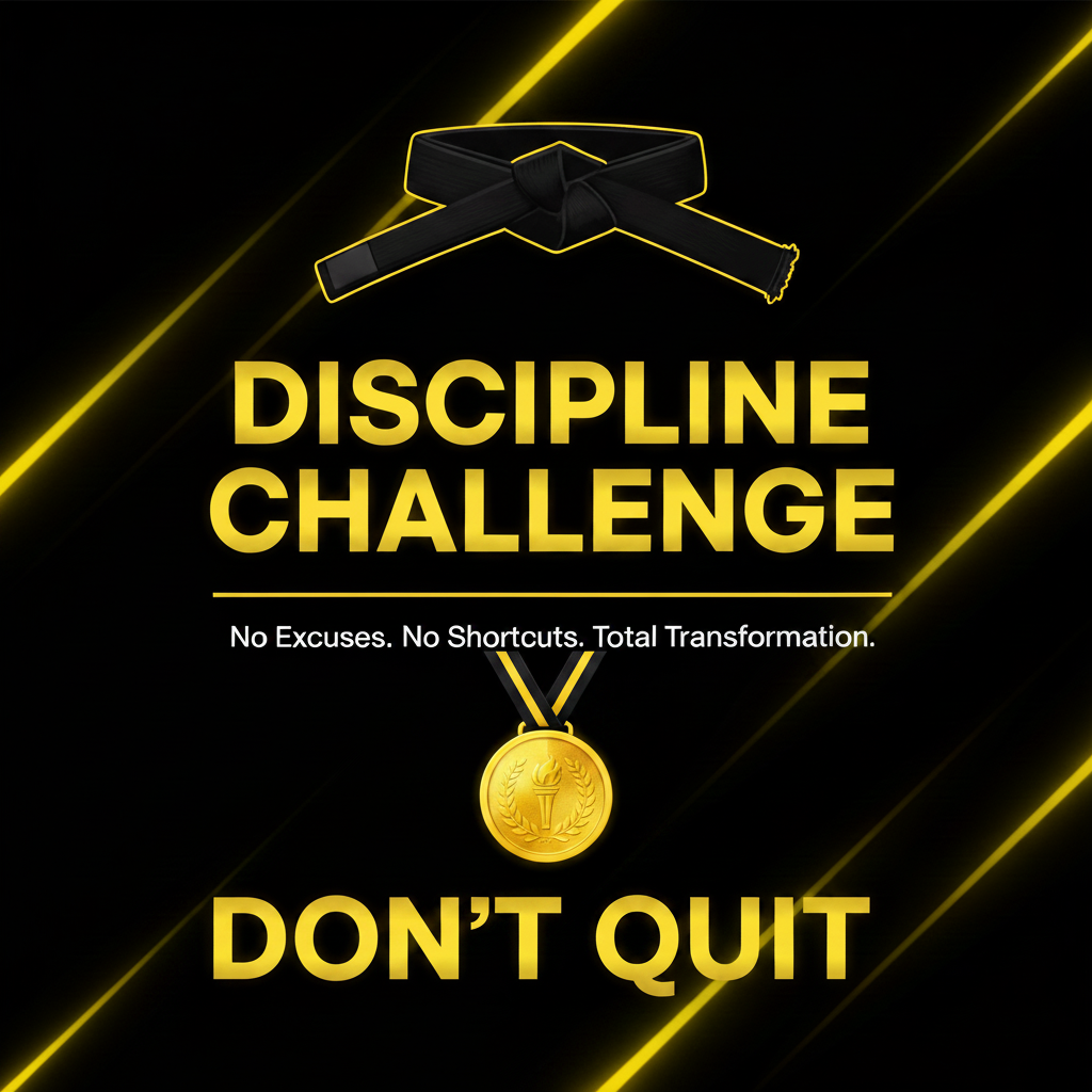 Discipline Challenge product cover with karate belt and gold medal